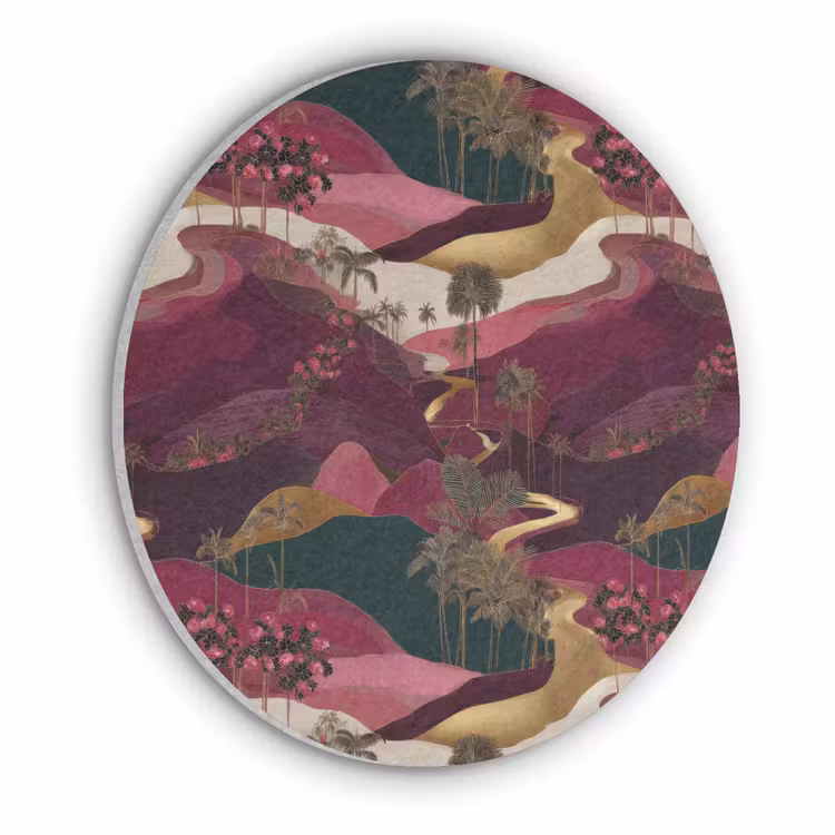 Magisch - Palmbomen - Goud Akoestische PET Vilt - Rond klein 838 -3d