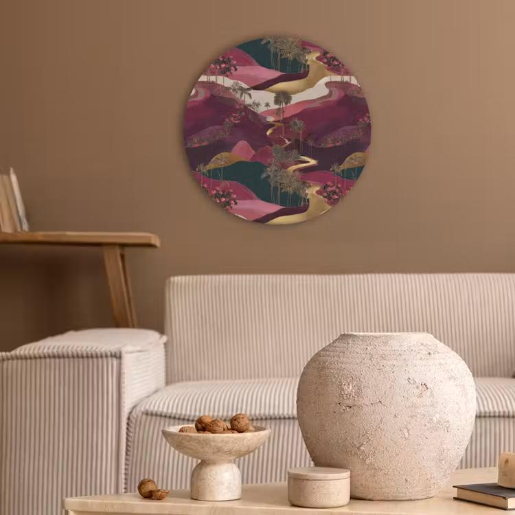 Magisch - Palmbomen - Goud Akoestische PET Vilt - Rond klein 838 -sfeer1