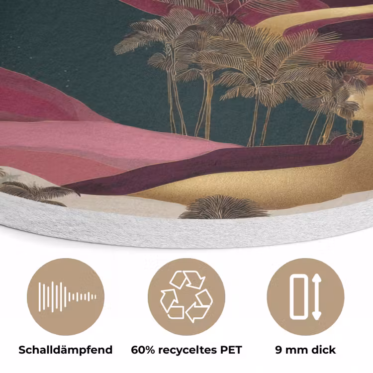 Magisch - Palmbomen - Goud Akoestische PET Vilt - Rond klein 838 -closeup_DE