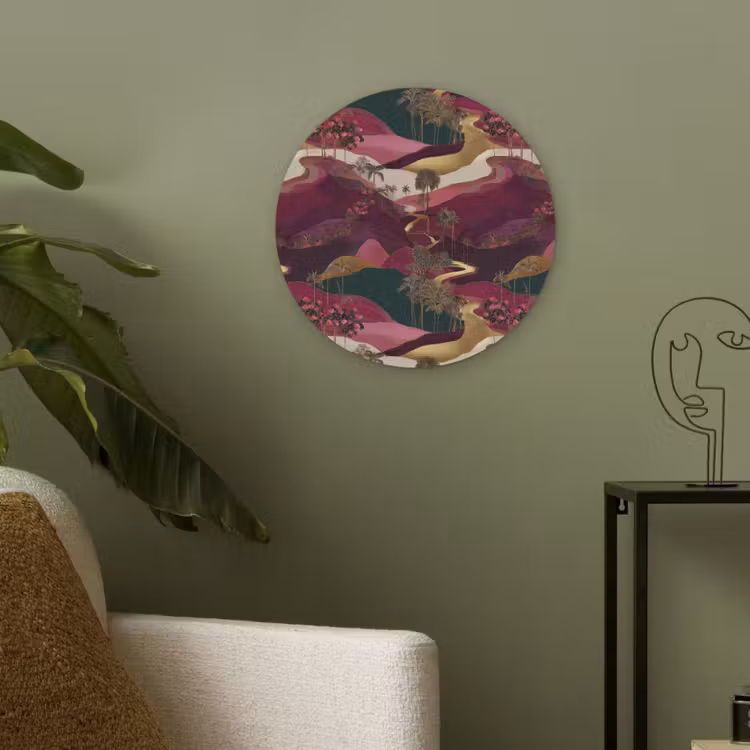 Magisch - Palmbomen - Goud Akoestische PET Vilt - Rond klein 838 -sfeer2