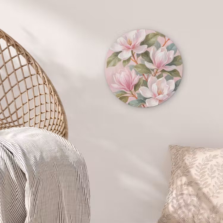 Magnolia's - Patroon - Roze Akoestische PET Vilt - Rond klein -sfeer4