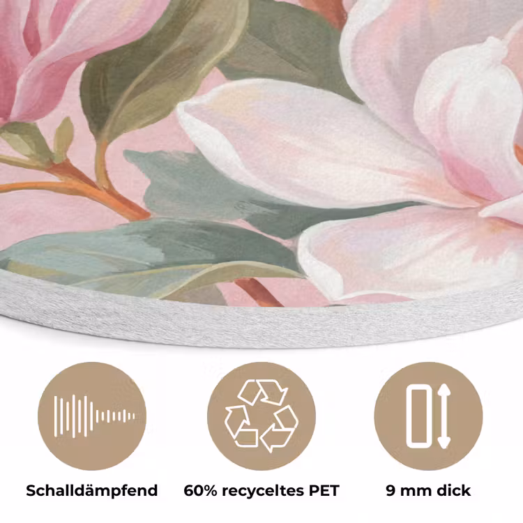Magnolia's - Patroon - Roze Akoestische PET Vilt - Rond klein -closeup_DE