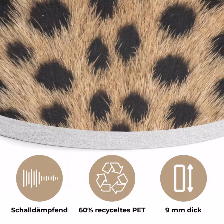 Vacht - Jachtluipaard - Zwart - Wit Akoestische PET Vilt - Rond klein -closeup_DE
