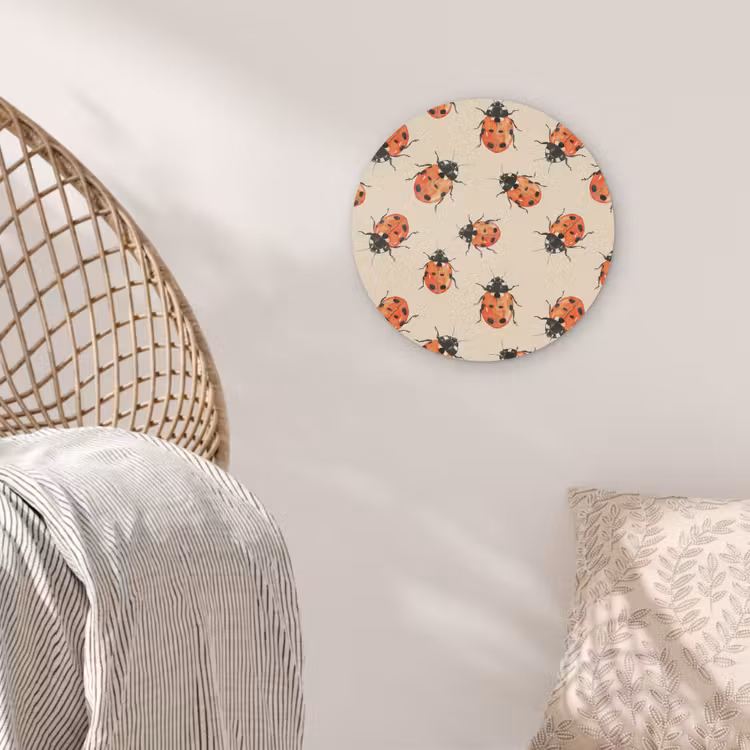 Lieveheersbeestjes - Patroon - Rood Akoestische PET Vilt - Rond klein 838 -sfeer4