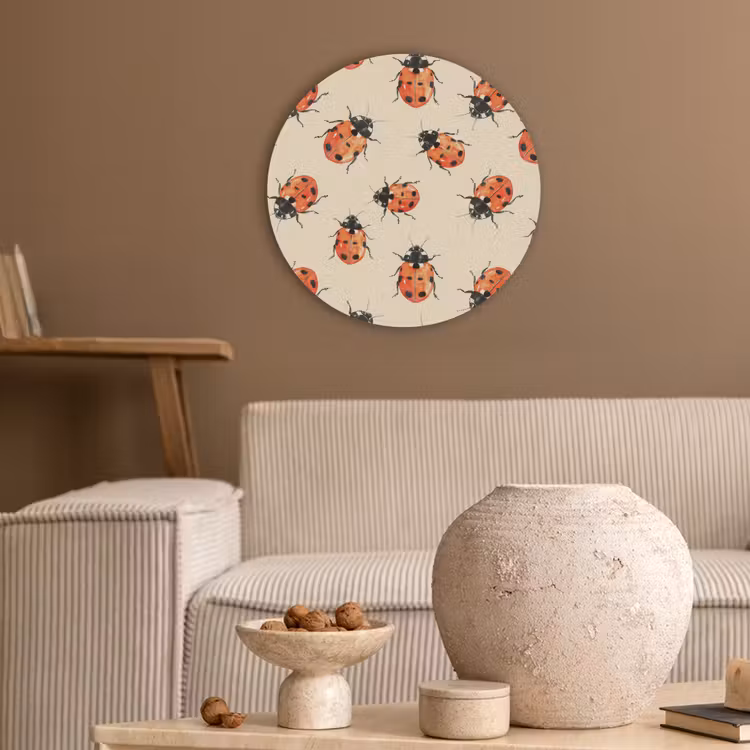 Lieveheersbeestjes - Patroon - Rood Akoestische PET Vilt - Rond klein 838 -sfeer1