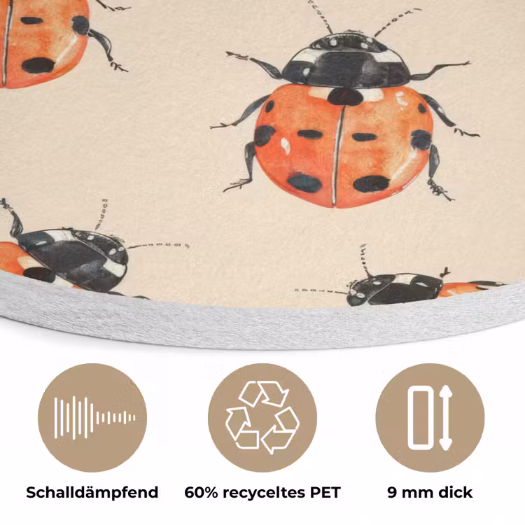 Lieveheersbeestjes - Patroon - Rood Akoestische PET Vilt - Rond klein 838 -closeup_DE