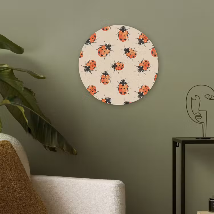 Lieveheersbeestjes - Patroon - Rood Akoestische PET Vilt - Rond klein 838 -sfeer2