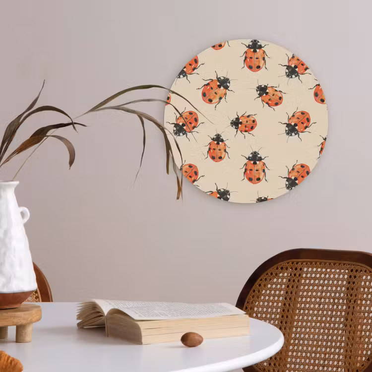 Lieveheersbeestjes - Patroon - Rood Akoestische PET Vilt - Rond klein 838 -sfeer3