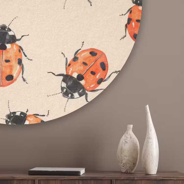 Lieveheersbeestjes - Patroon - Rood Akoestische PET Vilt - Rond klein 838 -sfeer5_closeup