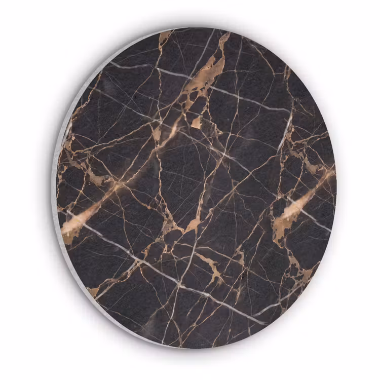 Marmer - Goud - Abstract - Zwart Akoestische PET Vilt - Rond klein -3d