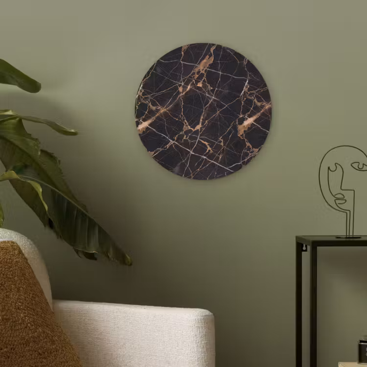 Marmer - Goud - Abstract - Zwart Akoestische PET Vilt - Rond klein -sfeer2