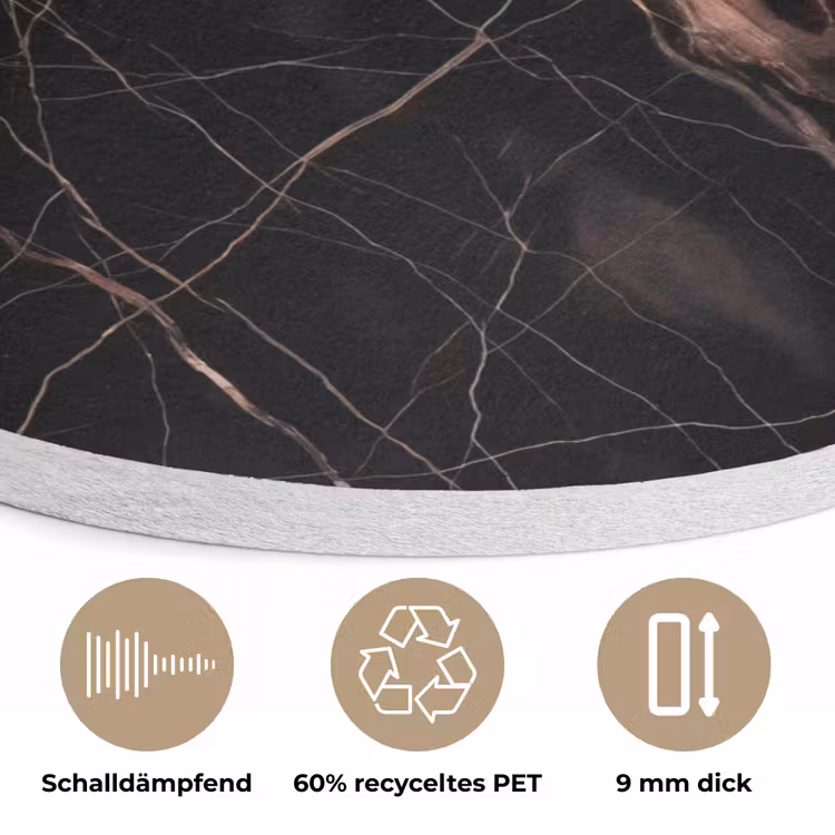 Marmer - Goud - Patroon - Luxe - Zwart Akoestische PET Vilt - Rond klein -closeup_DE