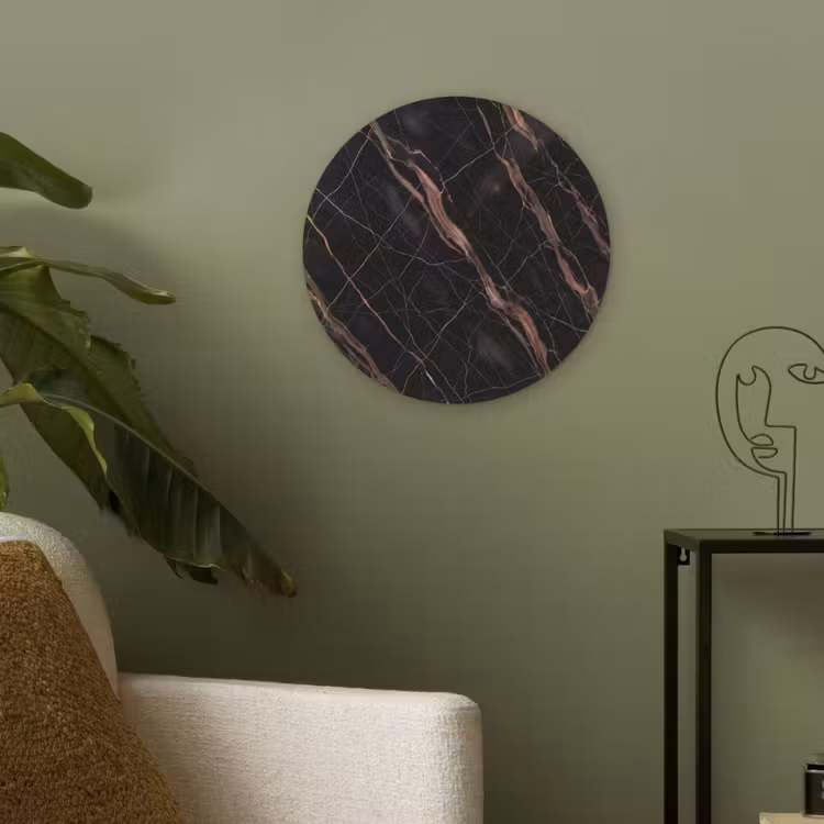 Marmer - Goud - Patroon - Luxe - Zwart Akoestische PET Vilt - Rond klein -sfeer2