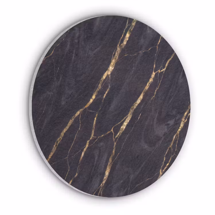 Marmer - Gouden aders - Abstract - Zwart Akoestische PET Vilt - Rond klein -3d