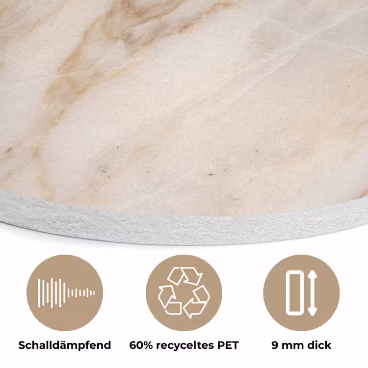 Marmer - Ader - Abstract - Wit - Goud Akoestische PET Vilt - Rond klein -closeup_DE