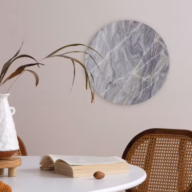 Marmer - Ader - Patroon - Abstract - Grijs Akoestische PET Vilt - Rond klein -sfeer3