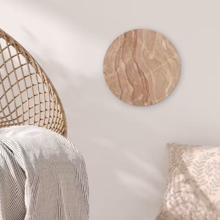 Marmer - Ader - Natuur - Abstract - Beige Akoestische PET Vilt - Rond klein -sfeer4