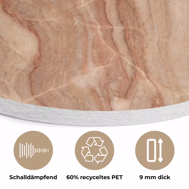 Marmer - Ader - Natuur - Abstract - Beige Akoestische PET Vilt - Rond klein -closeup_DE