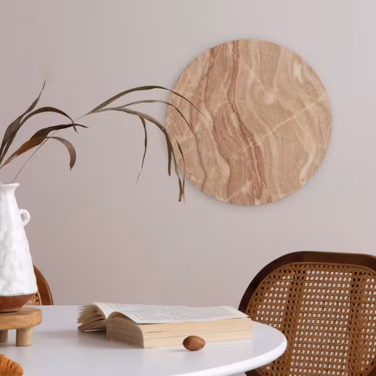 Marmer - Ader - Natuur - Abstract - Beige Akoestische PET Vilt - Rond klein -sfeer3