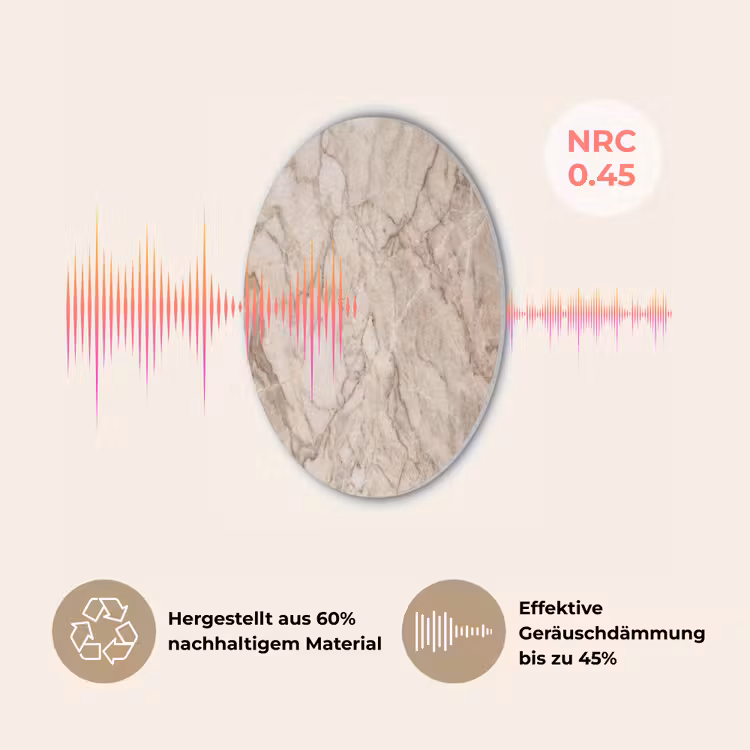 Marmer - Aderen - Textuur - Beige - Modern Akoestische PET Vilt - Rond klein -USP_DE