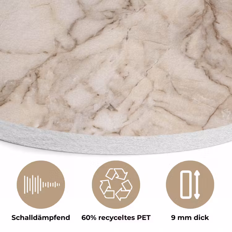 Marmer - Aderen - Textuur - Beige - Modern Akoestische PET Vilt - Rond klein -closeup_DE