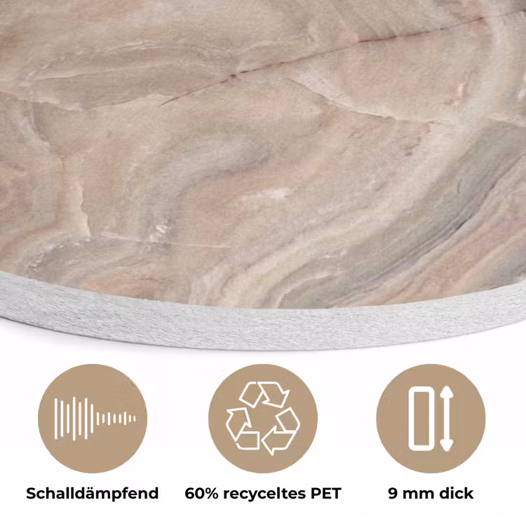Marmer - Patroon - Abstract - Beige - Groen Akoestische PET Vilt - Rond klein -closeup_DE
