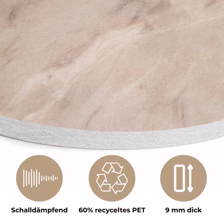 Marmer - Patroon - Abstract - Modern - Beige Akoestische PET Vilt - Rond klein -closeup_DE