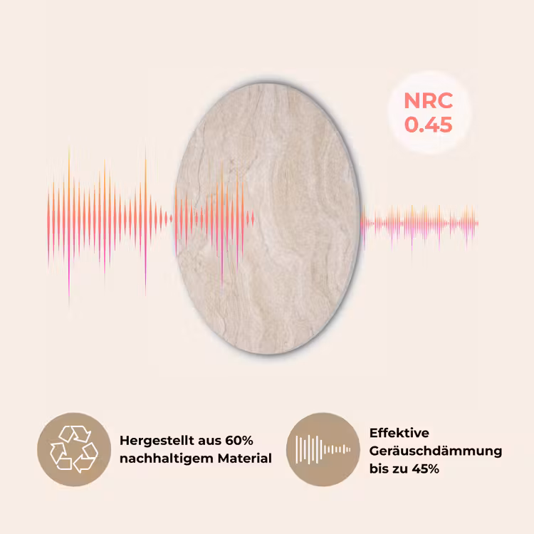 Marmer - Patroon - Beige - Steen - Abstract Akoestische PET Vilt - Rond klein -USP_DE