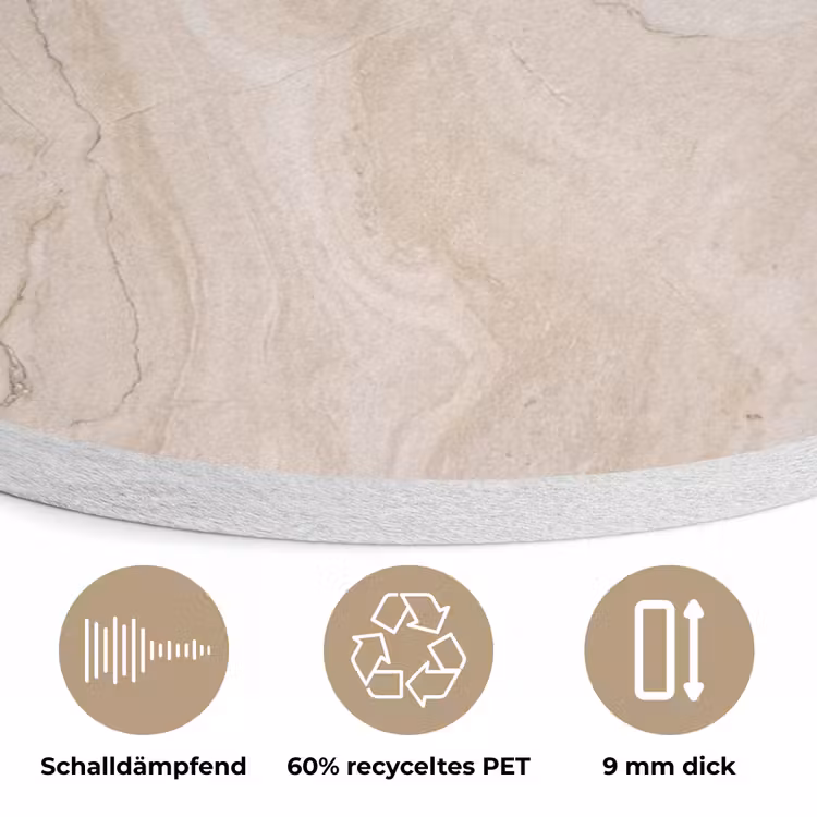 Marmer - Patroon - Beige - Steen - Abstract Akoestische PET Vilt - Rond klein -closeup_DE