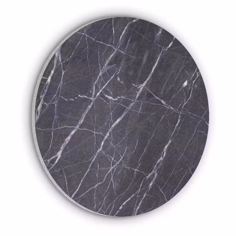 Marmer - Patroon - Modern - Zwart - Wit Akoestische PET Vilt - Rond klein -3d