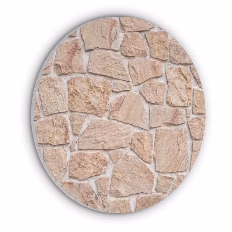 Muur - Steen - Patroon - Rustiek - Beige Akoestische PET Vilt - Rond klein -3d