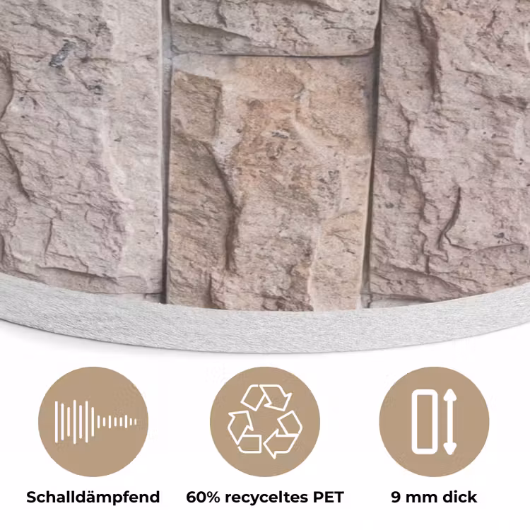 Muur - Steen - Ruw - Beige - Textuur Akoestische PET Vilt - Rond klein -closeup_DE