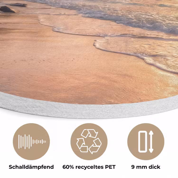 Zee - Berg - Landschap - Tropisch - Goud Akoestische PET Vilt - Rond klein -closeup_DE