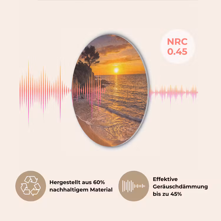 Zee - Kust - Zonsondergang - Natuur - Oranje Akoestische PET Vilt - Rond klein -USP_DE