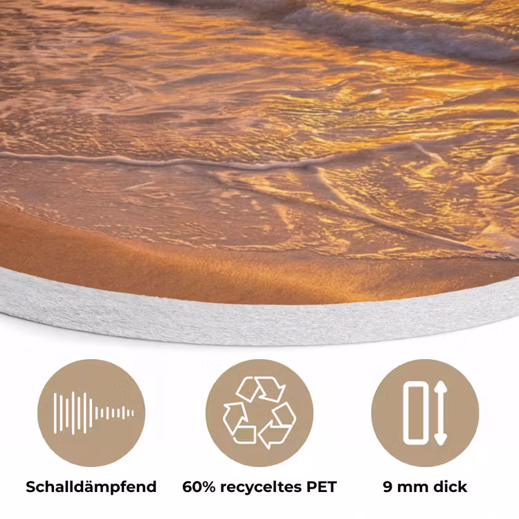 Zee - Kust - Zonsondergang - Natuur - Oranje Akoestische PET Vilt - Rond klein -closeup_DE