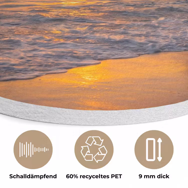 Zee - Zonsondergang - Boot - Natuur - Oranje Akoestische PET Vilt - Rond klein -closeup_DE