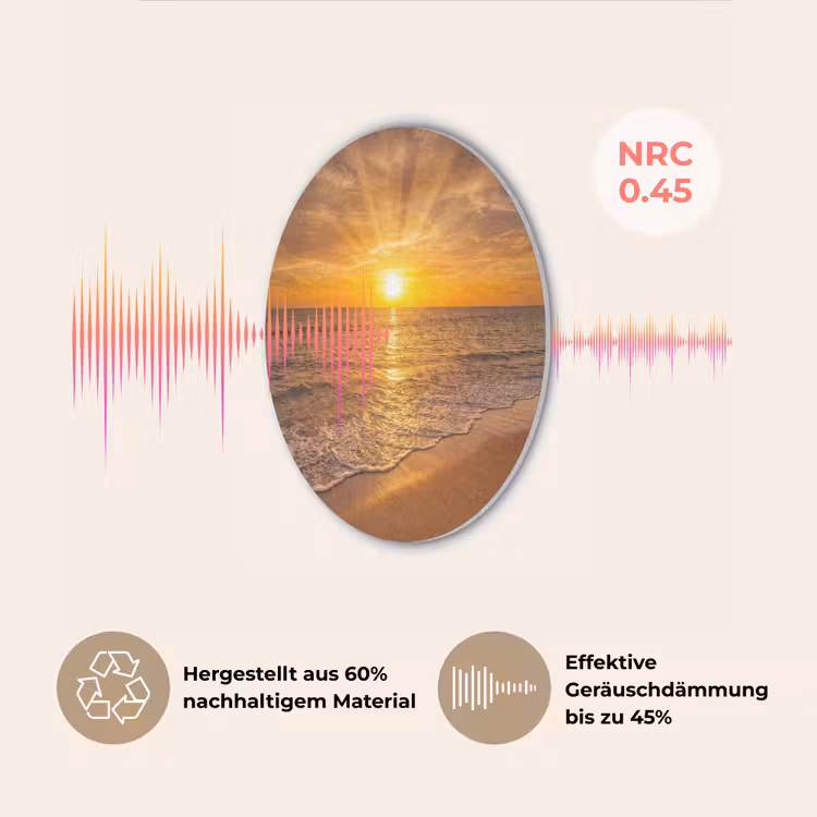 Zee - Zonsondergang - Golven - Kust - Oranje Akoestische PET Vilt - Rond klein -USP_DE