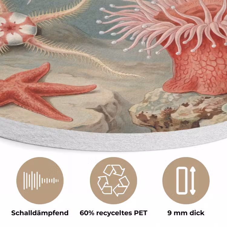 Zeeleven - Kwal - Onderwater - Illustratie - Beige Akoestische PET Vilt - Rond klein -closeup_DE