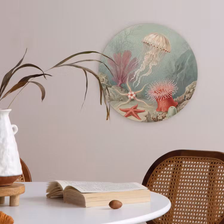 Zeeleven - Kwal - Onderwater - Illustratie - Beige Akoestische PET Vilt - Rond klein -sfeer3