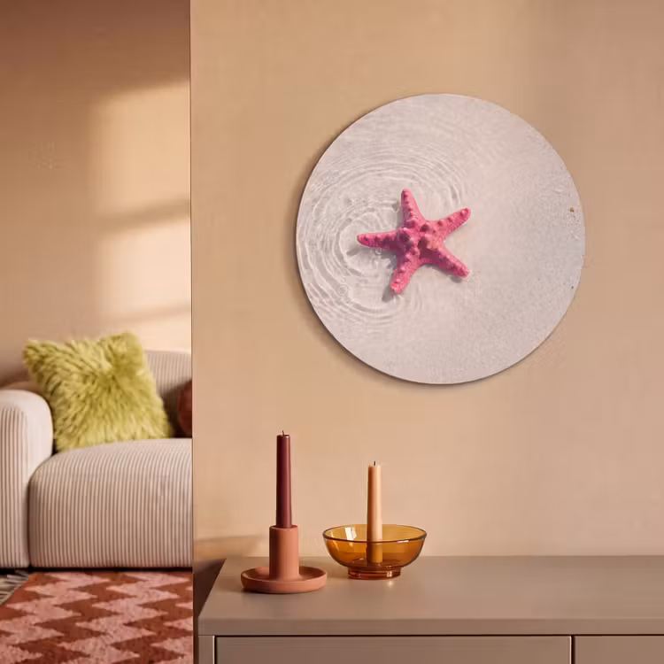 Zeeleven - Zeester - Strand - Roze - Water Akoestische PET Vilt - Rond klein -sfeer1