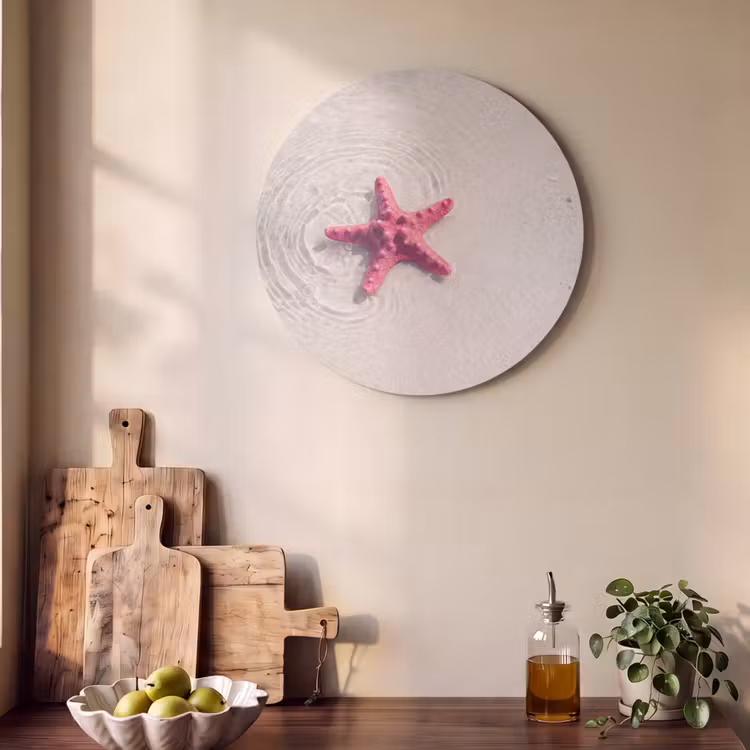 Zeeleven - Zeester - Strand - Roze - Water Akoestische PET Vilt - Rond klein -sfeer2
