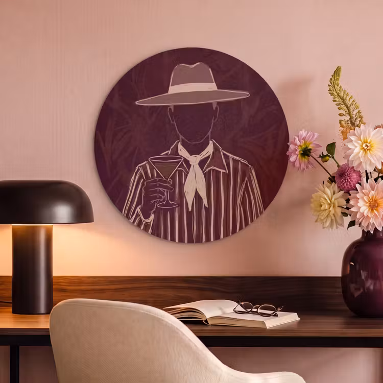 Mens - Hoed - Cocktail - Abstract - Bruin Akoestische PET Vilt - Rond klein -sfeer3