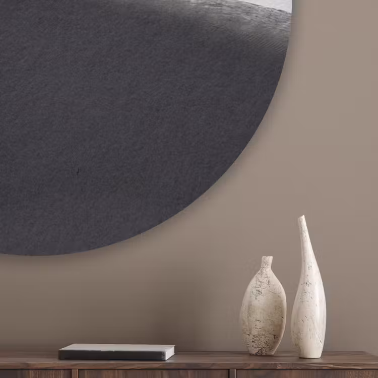 Mens - Kameel - Zandduin - Natuur - Monochroom Akoestische PET Vilt - Rond klein -sfeer5_closeup