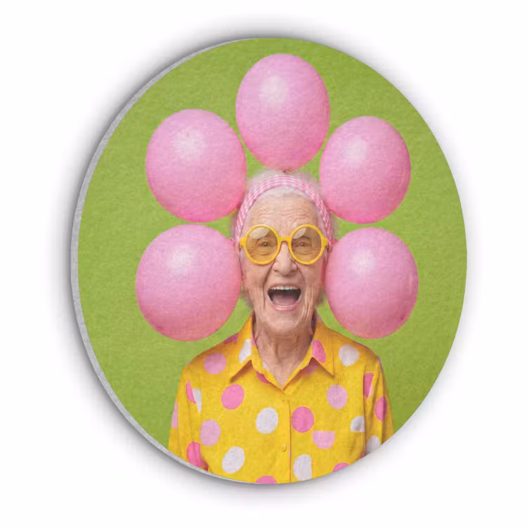 Mens - Ballonnen - Feest - Kleurrijk - Roze Akoestische PET Vilt - Rond klein -3d