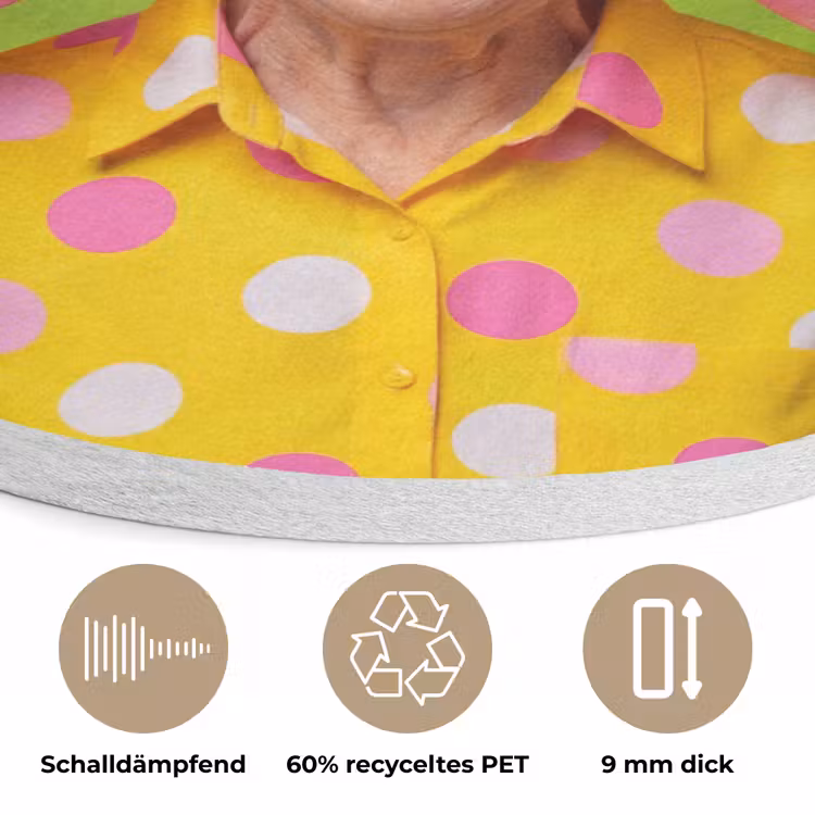 Mens - Ballonnen - Feest - Kleurrijk - Roze Akoestische PET Vilt - Rond klein -closeup_DE