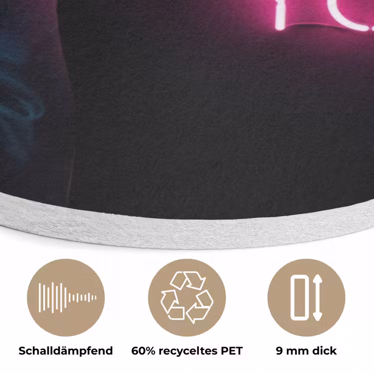 Man - Tekst - Neon Akoestische PET Vilt - Rond klein -closeup_DE