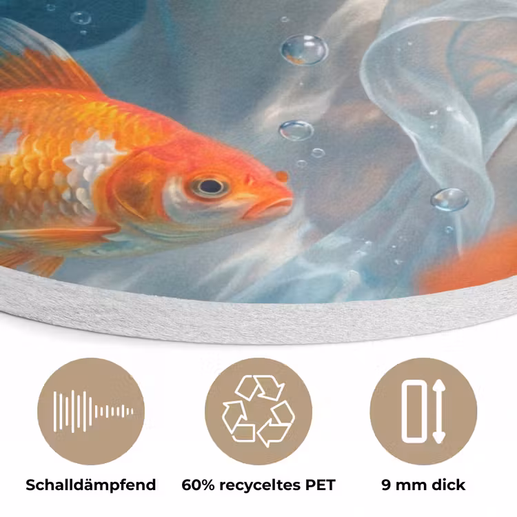 Mens - Onderwater - Vis - Modern - Blauw Akoestische PET Vilt - Rond klein -closeup_DE