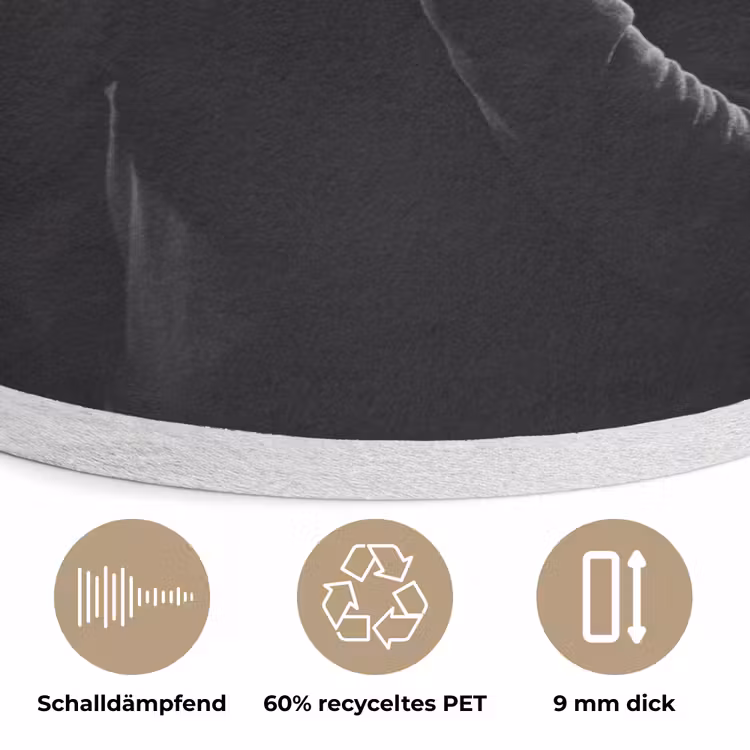 Mensen - Camera - Flitslicht - Zwart-wit - Media Akoestische PET Vilt - Rond klein -closeup_DE