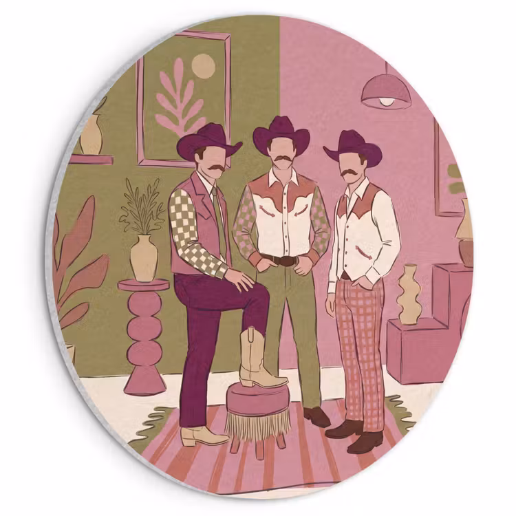 Mensen - Mannen - Hoeden - Retro - Interieur Akoestische PET Vilt - Rond klein -3d