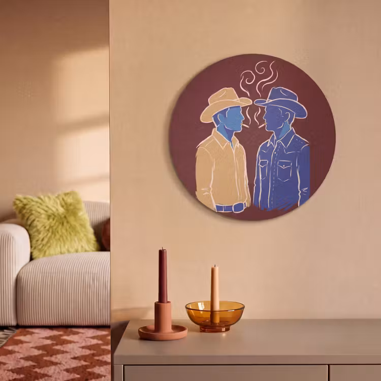 Mensen - Profiel - Sigaret - Abstract - Kunst Akoestische PET Vilt - Rond klein -sfeer1